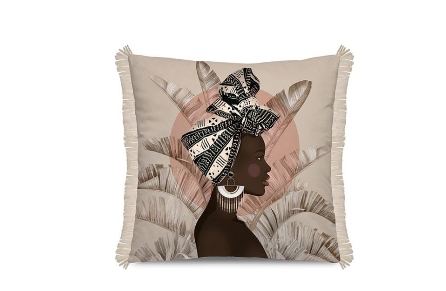 Coussin 45 x 45 cm ARGANA avec franges - PÔDEVACHE