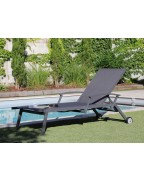 bain de soleil avec accoudoirs FLORENCE PROLOISIRS aluminium et toile TPEP