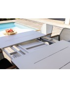 Table de jardin extensible DUBLIN 230/300 x 120 cm OCEO en aluminium avec allonge papillon pour 14 personnes