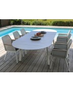 Table de jardin extensible DUBLIN 230/300 x 120 cm OCEO en aluminium avec allonge papillon pour 14 personnes