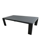 table basse de jardin Cordouan 150 x 78 cm en aluminium Océo avec plateau à lattes et finition graphite