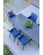 Table extensible plateau céramique marbre noir 204-306 x 105 cm AMAKA / 12 places - LES JARDINS