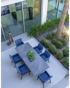 Table extensible plateau céramique marbre noir 204-306 x 105 cm AMAKA / 12 places - LES JARDINS