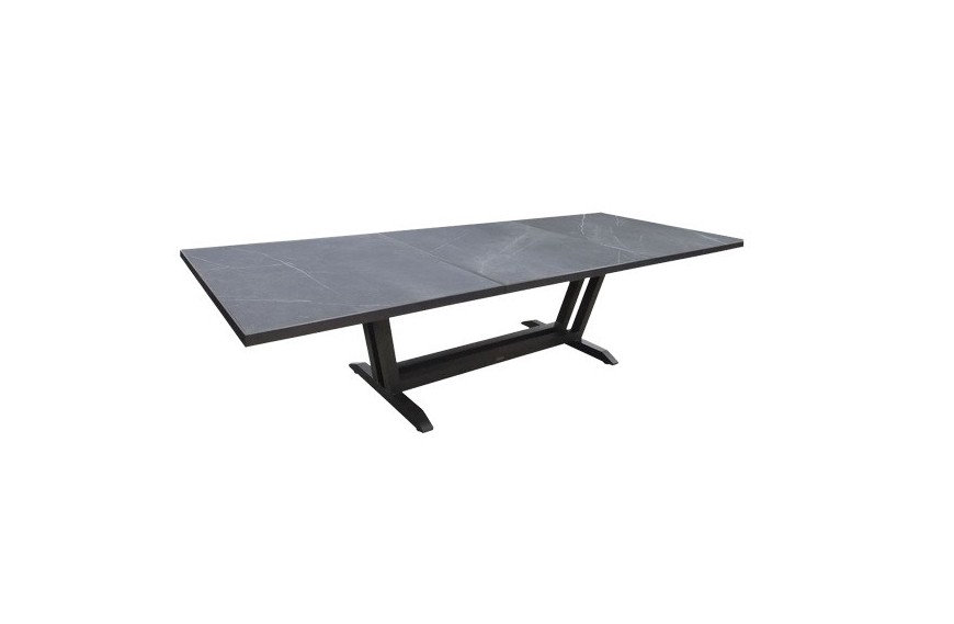 Table extensible plateau céramique marbre noir 204-306 x 105 cm AMAKA / 12 places - LES JARDINS