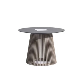 Table basse de jardin lumineuse XL TECKA en Duratek et HPL avec éclairage LED solaire pour terrasse et extérieur