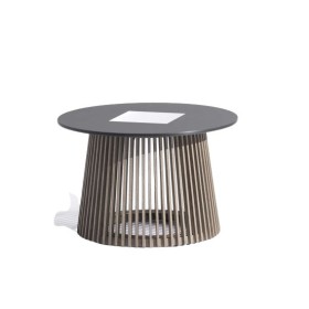 Table basse de jardin lumineuse M TECKA en teck et HPL avec éclairage LED solaire pour terrasse et extérieur