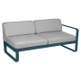 Canapé de jardin module droit coussins GRIS FLANELLE BELLEVIE / 2 places - FERMOB
