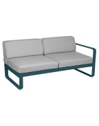 Canapé de jardin module droit coussins GRIS FLANELLE BELLEVIE / 2 places - FERMOB