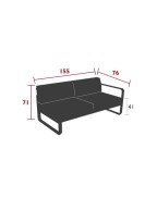 Canapé de jardin module droit coussins GRIS FLANELLE BELLEVIE / 2 places - FERMOB