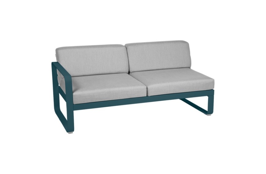 Canapé de jardin module gauche coussin GRIS FLANELLE BELLEVIE / 2 places  - FERMOB