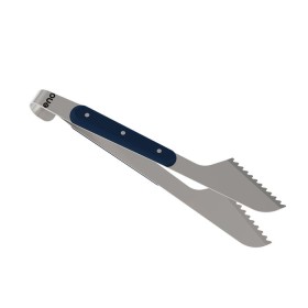Pince large en inox ENO pour plancha et barbecue, manche antidérapant bleu navy et système d’accroche