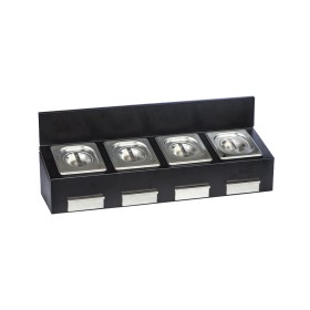 Crédence GASTRONORM ENO noire avec 4 bacs inox pour cuisine extérieure