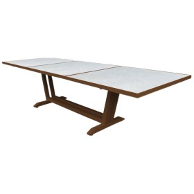 Table de jardin extensible AMAKA corten/blanc 164-246 x 102 cm / 10 places - LES JARDINS