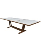 Table de jardin extensible AMAKA corten/blanc 164-246 x 102 cm / 10 places - LES JARDINS