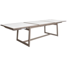 Table de jardin extensible SKAAL corten/blanc pour 12 personnes en céramique et DURATEK pour terrasse et extérieur