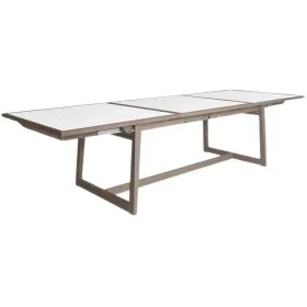 Table de jardin extensible SKAAL corten/blanc pour 12 personnes en céramique et DURATEK pour terrasse et extérieur