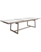 Table de jardin extensible SKAAL corten/blanc pour 12 personnes en céramique et DURATEK pour terrasse et extérieur