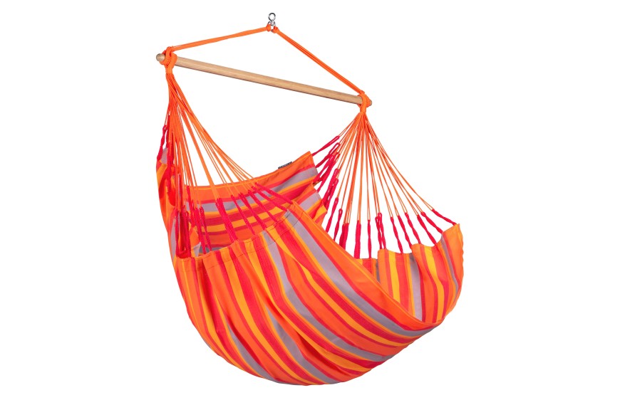chaise hamac Kingsize DOMINGO LA SIESTA en tissu outdoor avec barre en bambou et rotation 360°
