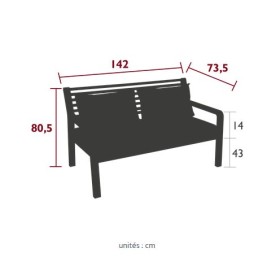 Canapé de jardin SOMERSET 122 x 62 cm / 2 places - FERMOB