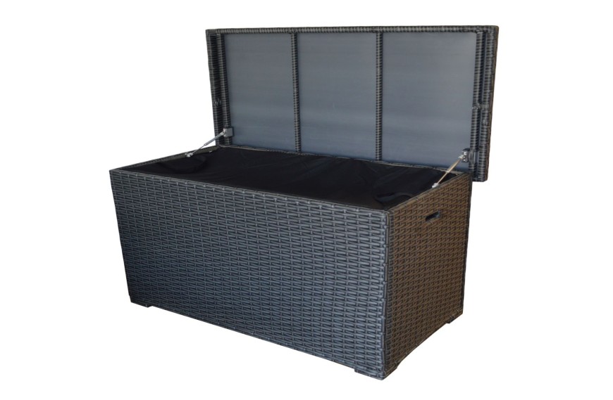 Coffre de rangement jardin en résine tressée HAVANA PROLOISIRS avec structure aluminium