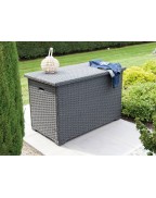 Coffre de rangement jardin en résine tressée HAVANA PROLOISIRS avec structure aluminium