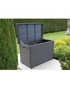 Coffre de rangement jardin en résine tressée HAVANA PROLOISIRS avec structure aluminium