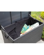 Coffre de rangement jardin en résine tressée HAVANA PROLOISIRS avec structure aluminium