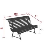 Banc de jardin LOUISIANE  150 x 71 cm / 3 places - FERMOB