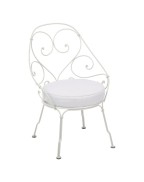 Fauteuil bas Cabriolet 1900 avec coussin blanc grisé - FERMOB