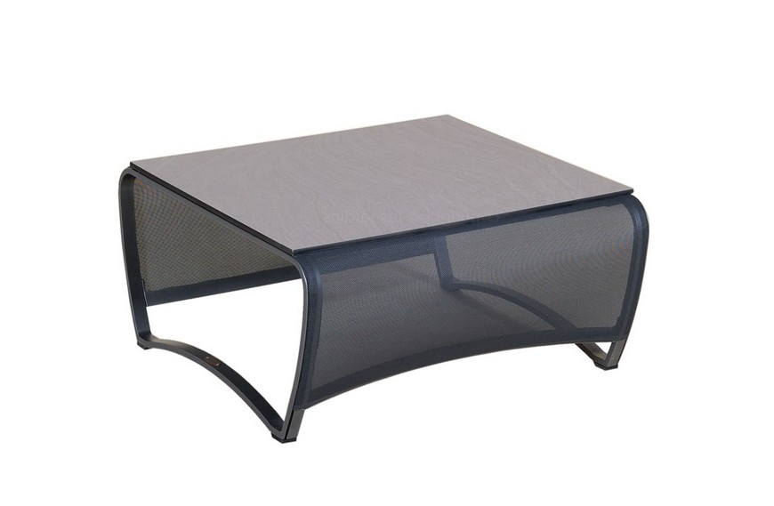 Table basse de jardin Jet Stream LES JARDINS en aluminium, HPL et Batyline pour terrasse et extérieur