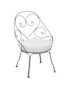 Fauteuil bas Cabriolet 1900 avec coussin blanc grisé - FERMOB