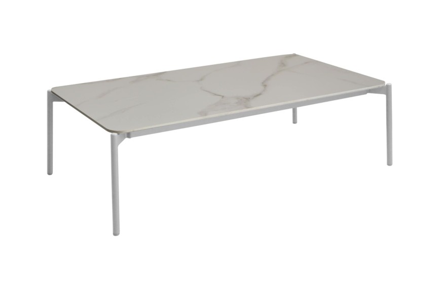 table basse de jardin AMBIANCE 131x76 cm en aluminium et céramique OCÉO