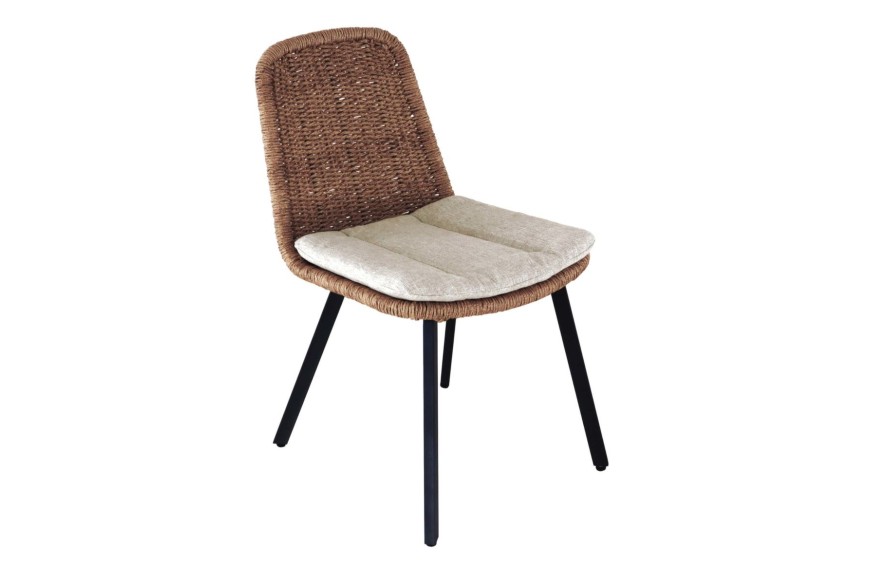 chaise de jardin Tornado Proloisirs en rotin synthétique avec coussin déperlant