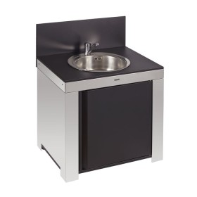 Module évier de cuisine d'extérieur 80 cm noir et inox - ENO
