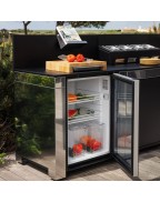 Cuisine extérieure MODULO ENO avec frigo 115L noir inox pour conserver aliments et boissons au frais