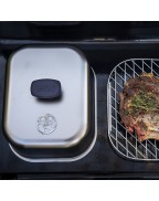 Cloche de cuisson inox ENO pour plancha, avec évent vapeur réglable et poignée froide