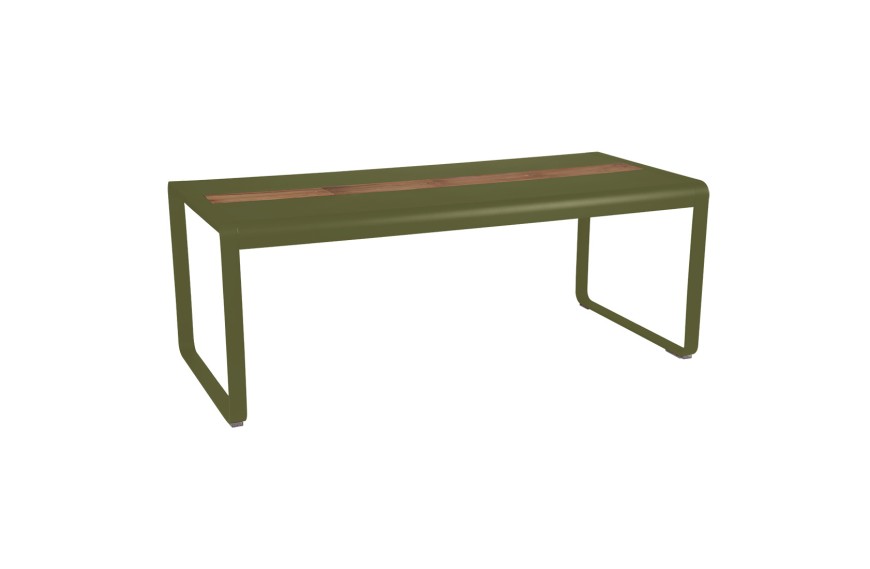 Table avec rangement 196 x 90 cm BELLEVIE aluminium / 8 places - FERMOB