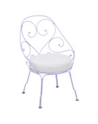 Fauteuil bas Cabriolet 1900 avec coussin blanc grisé - FERMOB