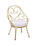 Fauteuil bas Cabriolet 1900 avec coussin blanc grisé - FERMOB