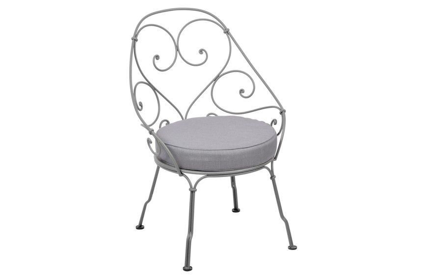Fauteuil bas Cabriolet 1900 avec coussin gris flanelle - FERMOB