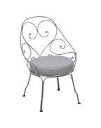 Fauteuil bas Cabriolet 1900 avec coussin gris flanelle - FERMOB