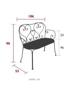Banc de jardin 106 x 53 cm 1900 / 2 places - FERMOB