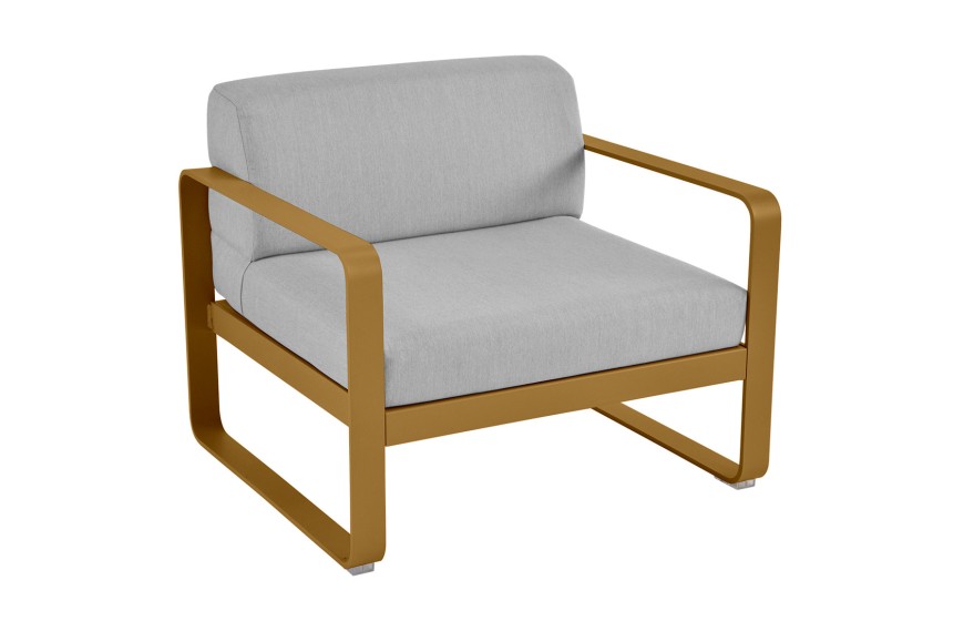 Fauteuil bas de jardin coussins GRIS FLANELLE BELLEVIE / 1 place - FERMOB