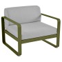 Fauteuil bas de jardin coussins GRIS FLANELLE BELLEVIE / 1 place - FERMOB
