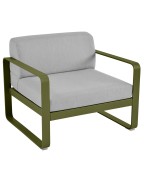Fauteuil bas de jardin coussins GRIS FLANELLE BELLEVIE / 1 place - FERMOB