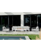 Fauteuil bas de jardin coussins GRIS FLANELLE BELLEVIE / 1 place - FERMOB