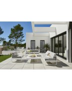 Fauteuil bas de jardin coussins GRIS FLANELLE BELLEVIE / 1 place - FERMOB