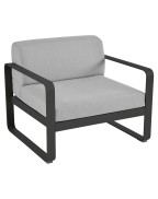 Fauteuil bas de jardin coussins GRIS FLANELLE BELLEVIE / 1 place - FERMOB