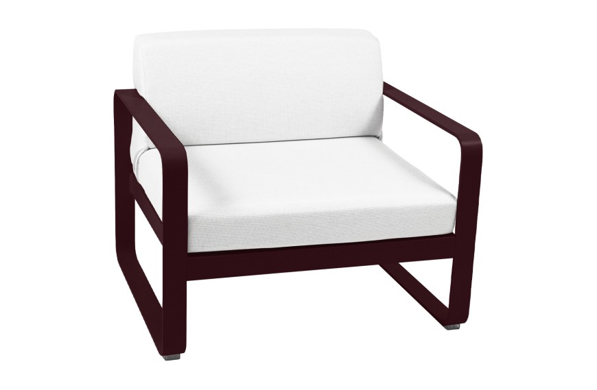 Fauteuil bas de jardin coussins BLANC GRISÉ BELLEVIE / 1 place - FERMOB
