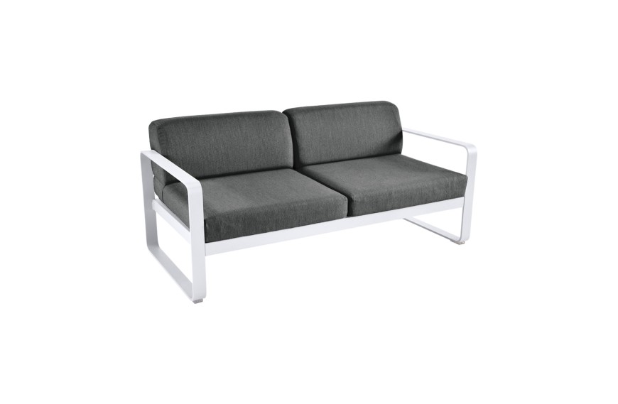 Canapé de jardin coussins GRIS GRAPHITE 160x75 cm BELLEVIE / 2 places - FERMOB